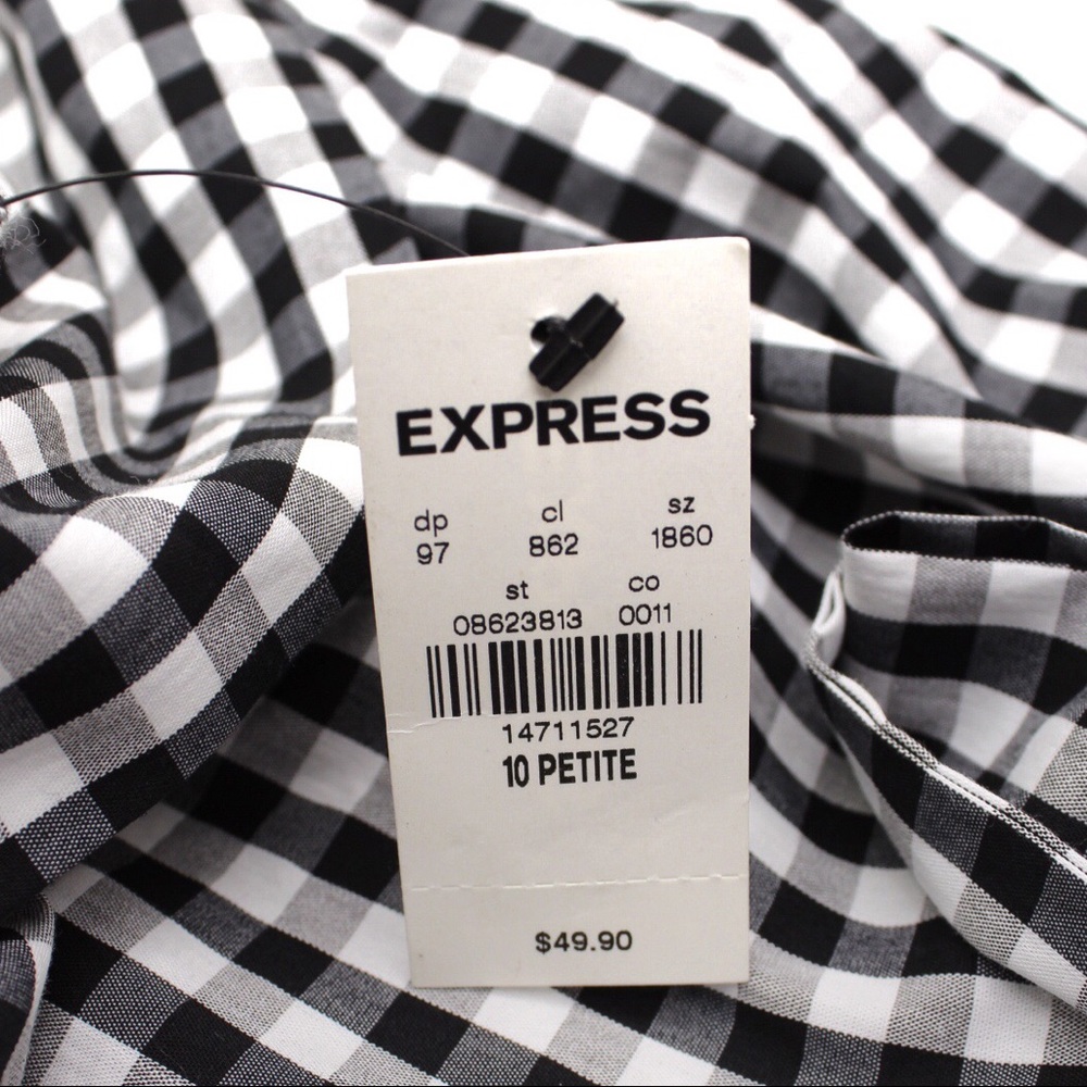 NWT Express Gingham Off the Shoulder Top 10P - Picture 5 of 8